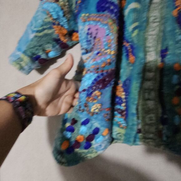 Anu Girls Unique Embroidered Jacket Size Large 100% Wool Colorful Wearable Art - Picture 13 of 16